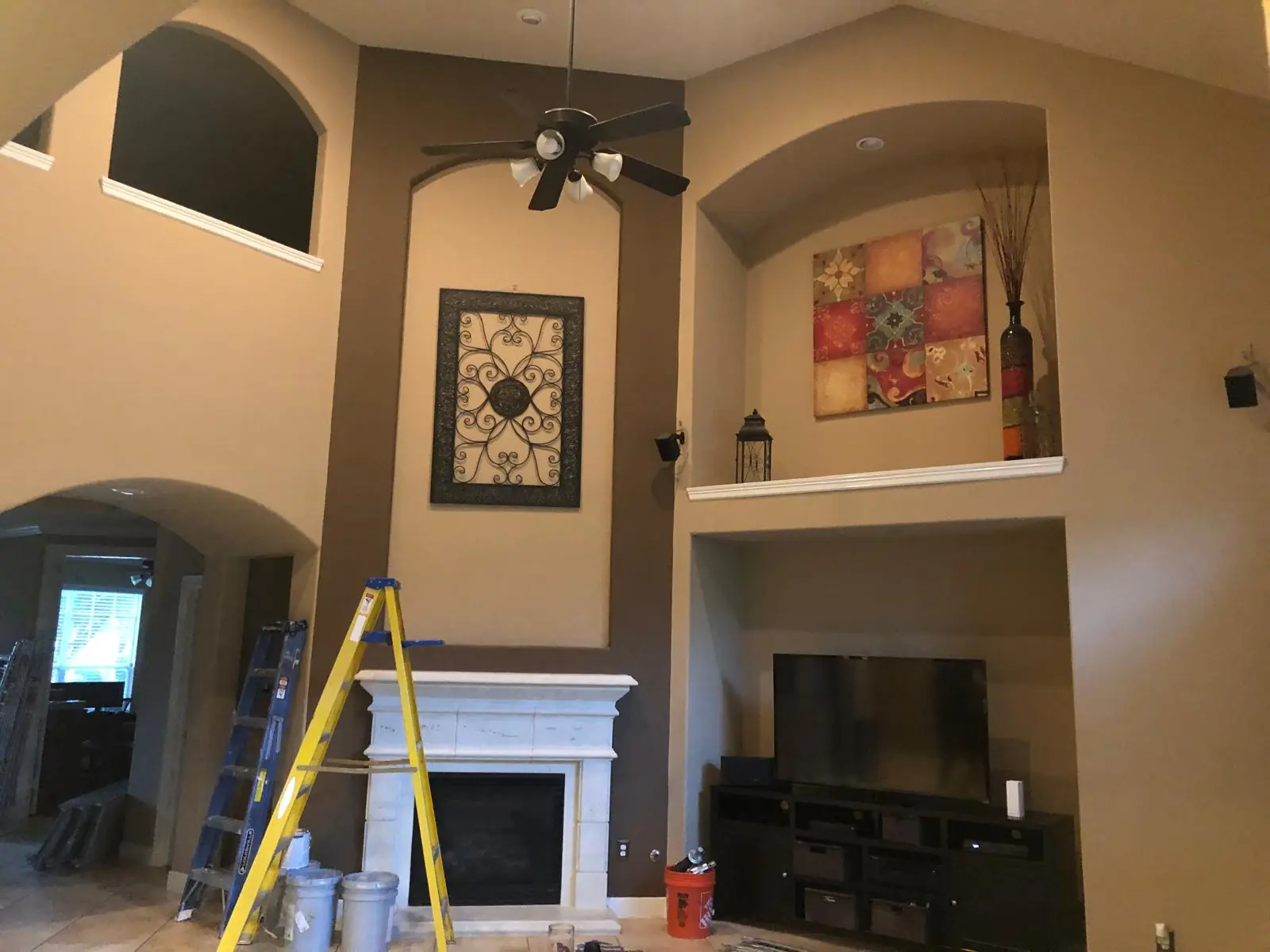 Living room, tan to light blue: Before