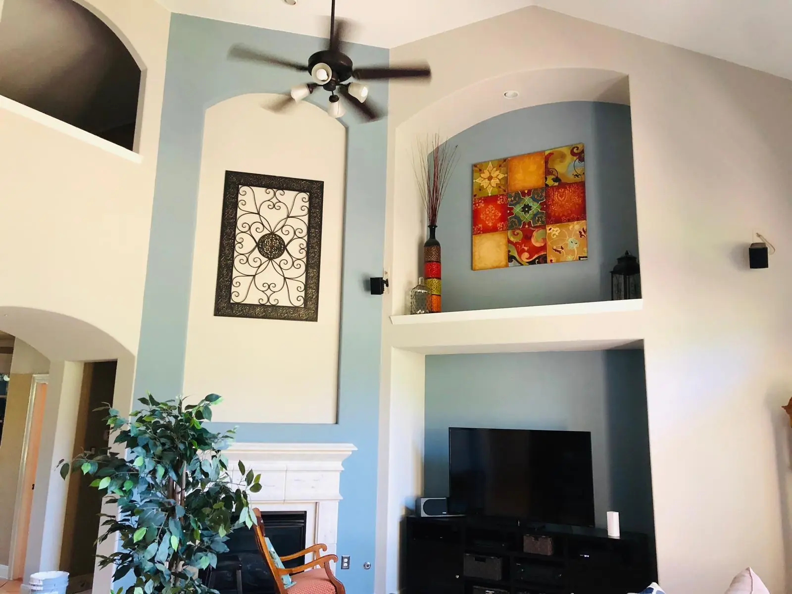 Living room, tan to light blue: After